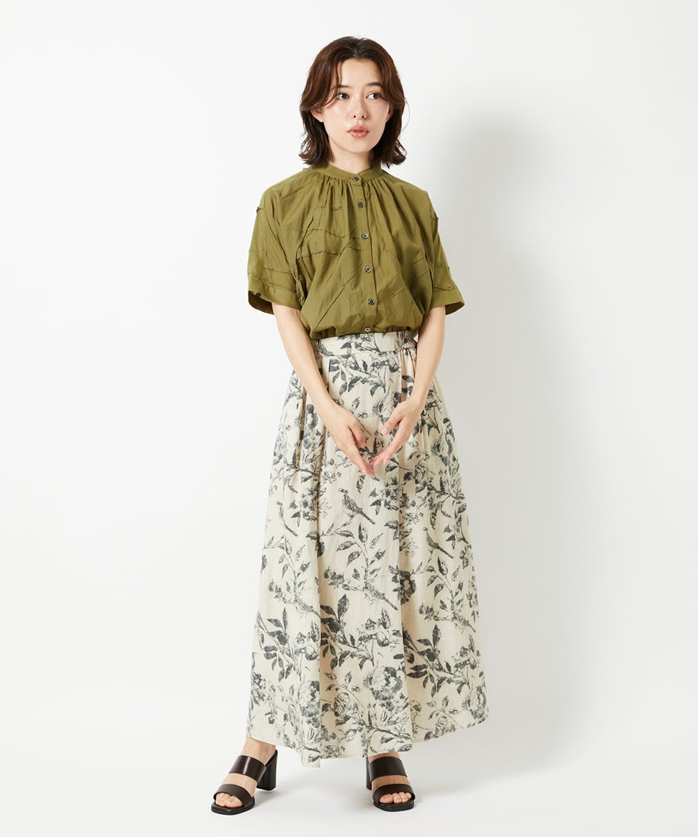 NHHHF91290 GIANNI LO GIUDICE(小さいサイズ)(メゾン ドゥ サンク) 淡彩フラワープリントスカート ベージュ