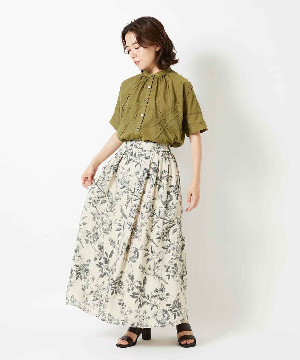 NHHHF91290 GIANNI LO GIUDICE(小さいサイズ)(メゾン ドゥ サンク) 淡彩フラワープリントスカート ベージュ