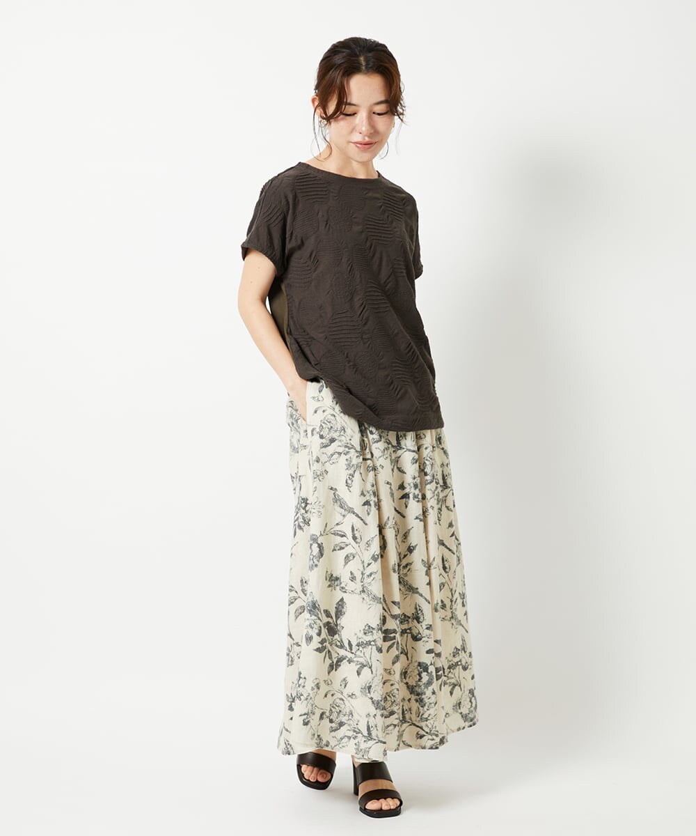 NHHHF91290 GIANNI LO GIUDICE(小さいサイズ)(メゾン ドゥ サンク) 淡彩フラワープリントスカート ベージュ