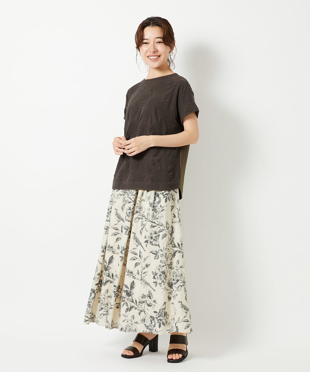 NHHHF91290 GIANNI LO GIUDICE(小さいサイズ)(メゾン ドゥ サンク) 淡彩フラワープリントスカート ベージュ