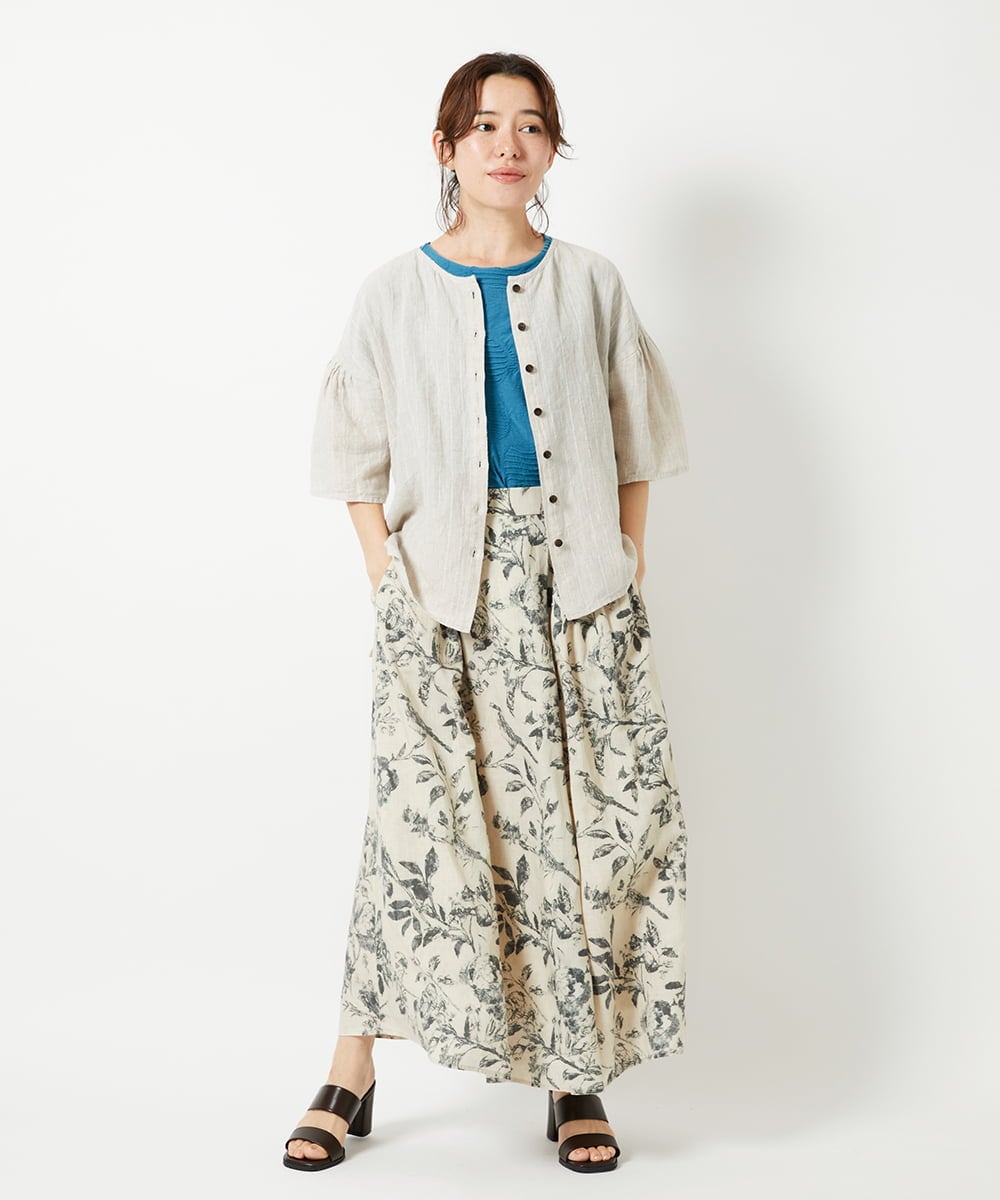 NHHHF91290 GIANNI LO GIUDICE(小さいサイズ)(メゾン ドゥ サンク) 淡彩フラワープリントスカート ベージュ
