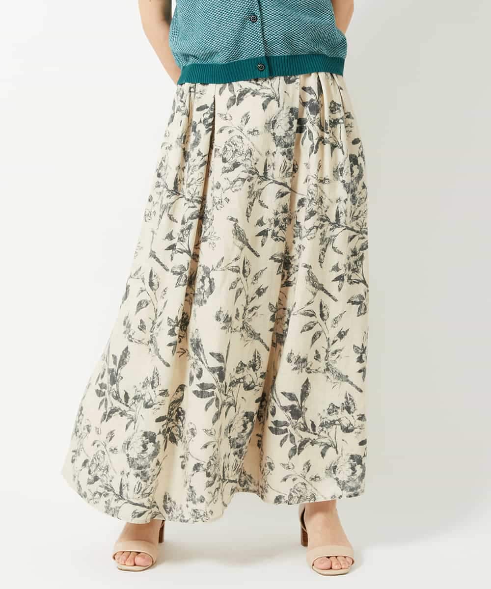 NHHHF91290 GIANNI LO GIUDICE(小さいサイズ)(メゾン ドゥ サンク) 淡彩フラワープリントスカート ベージュ