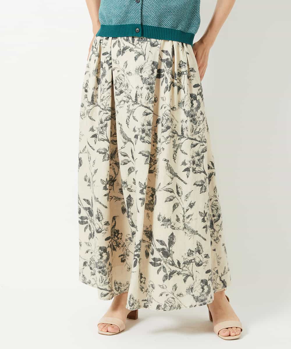 NHHHF91290 GIANNI LO GIUDICE(小さいサイズ)(メゾン ドゥ サンク) 淡彩フラワープリントスカート ベージュ