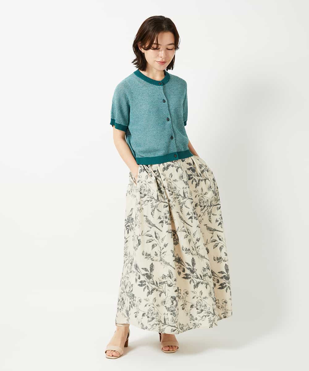NHHHF91290 GIANNI LO GIUDICE(小さいサイズ)(メゾン ドゥ サンク) 淡彩フラワープリントスカート ベージュ