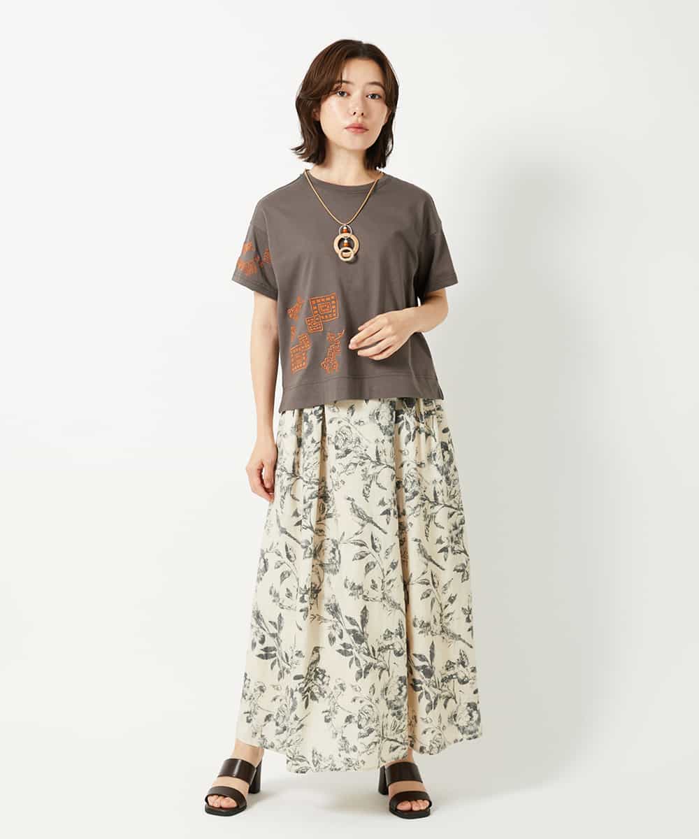 NHHHF91290 GIANNI LO GIUDICE(小さいサイズ)(メゾン ドゥ サンク) 淡彩フラワープリントスカート ベージュ