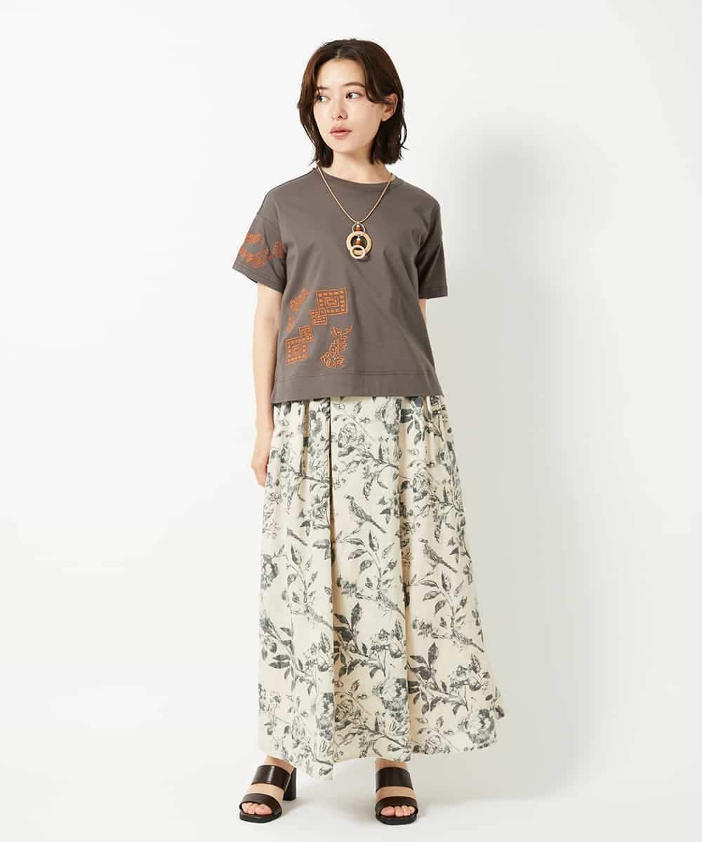 NHHHF91290 GIANNI LO GIUDICE(小さいサイズ)(メゾン ドゥ サンク) 淡彩フラワープリントスカート ベージュ