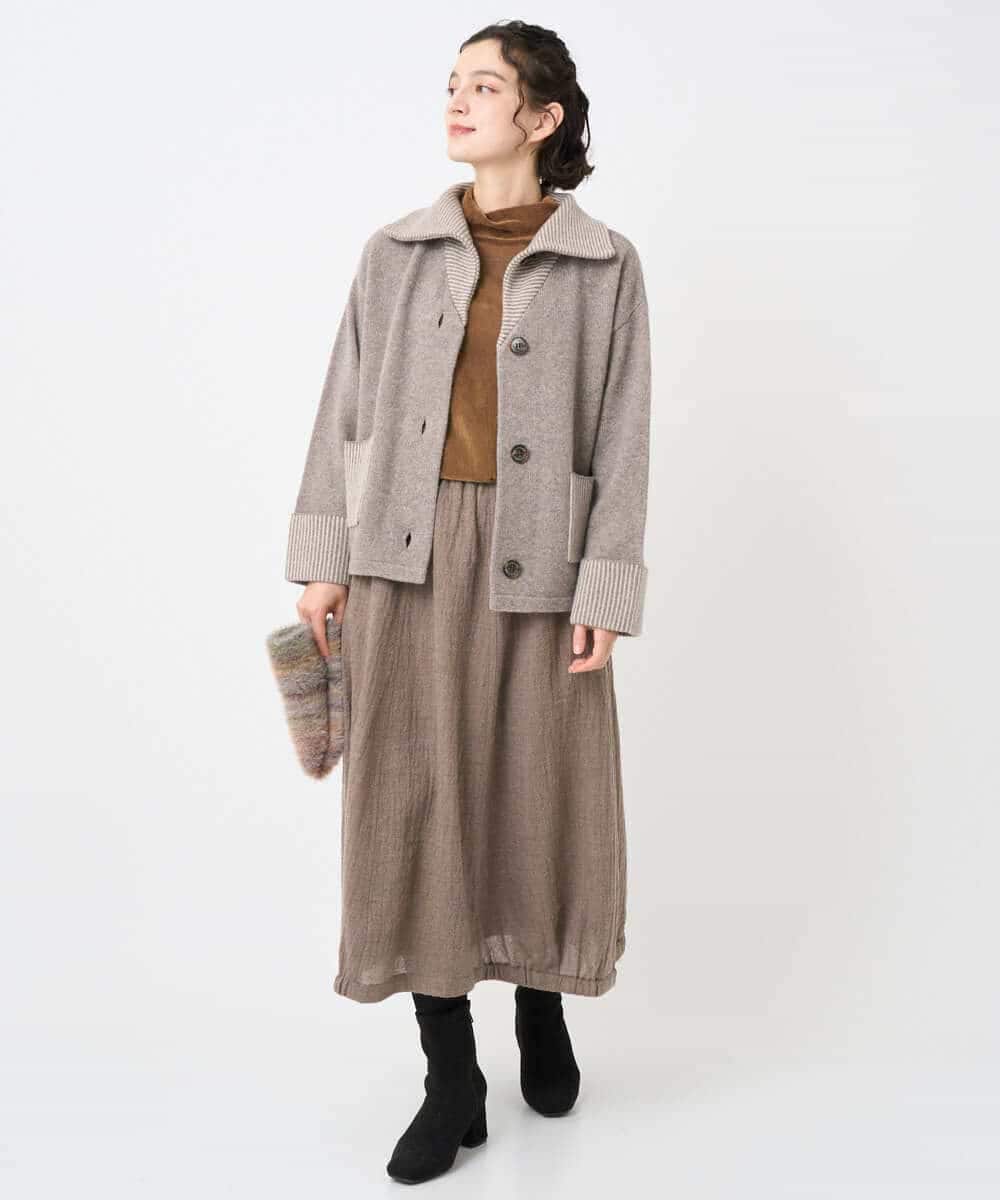 NHKAE40180 GIANNI LO GIUDICE(小さいサイズ)(メゾン ドゥ サンク) [日本製]タマムシパイルフロッキーカットソー ブラウン