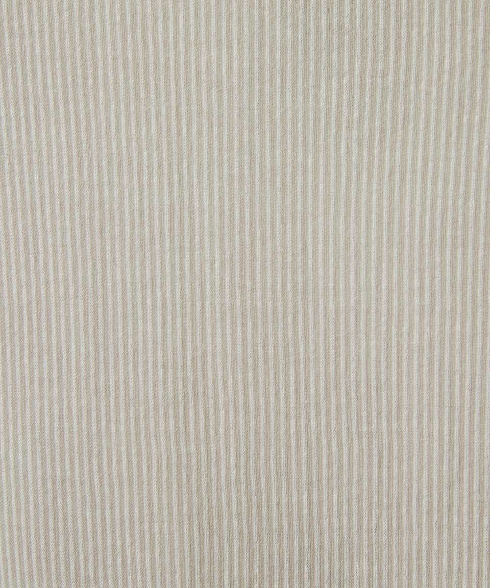 NHKAF86090 GIANNI LO GIUDICE(小さいサイズ)(メゾン ドゥ サンク) エアーコットンストライプ柄ハイネックカットソー ライトグレー×アイボリー