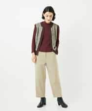 NHKAF86090 GIANNI LO GIUDICE(小さいサイズ)(メゾン ドゥ サンク) エアーコットンストライプ柄ハイネックカットソー ライトグレー×アイボリー