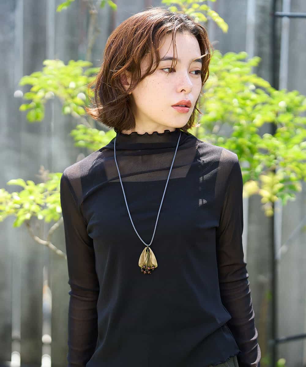 NHKAI80090 GIANNI LO GIUDICE(小さいサイズ) ナイロンチュールハイネックカットソー