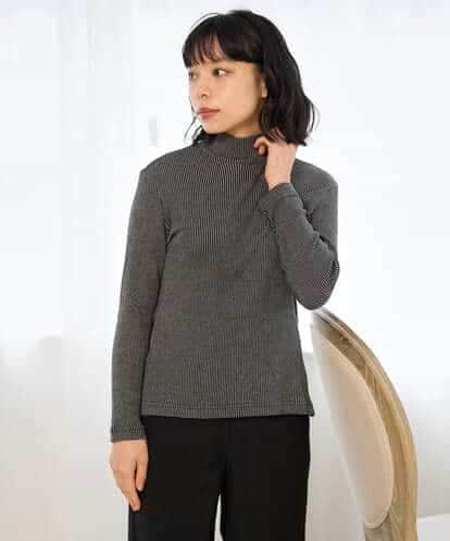 NHKAI86090 GIANNI LO GIUDICE(小さいサイズ) エアーコットンストライプ柄ハイネックカットソー