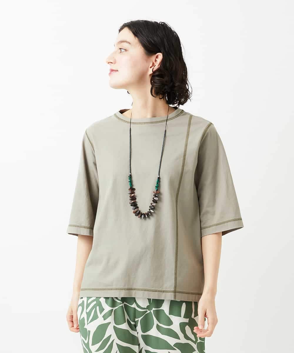 NHKGE40210 GIANNI LO GIUDICE(小さいサイズ)(メゾン ドゥ サンク) クールローレルスカイコットTシャツ カーキ