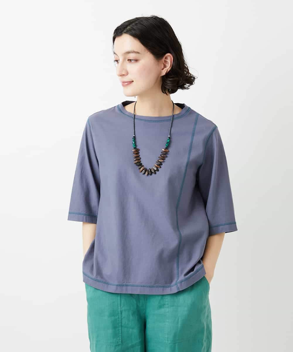 NHKGE40210 GIANNI LO GIUDICE(小さいサイズ)(メゾン ドゥ サンク) クールローレルスカイコットTシャツ ラベンダー