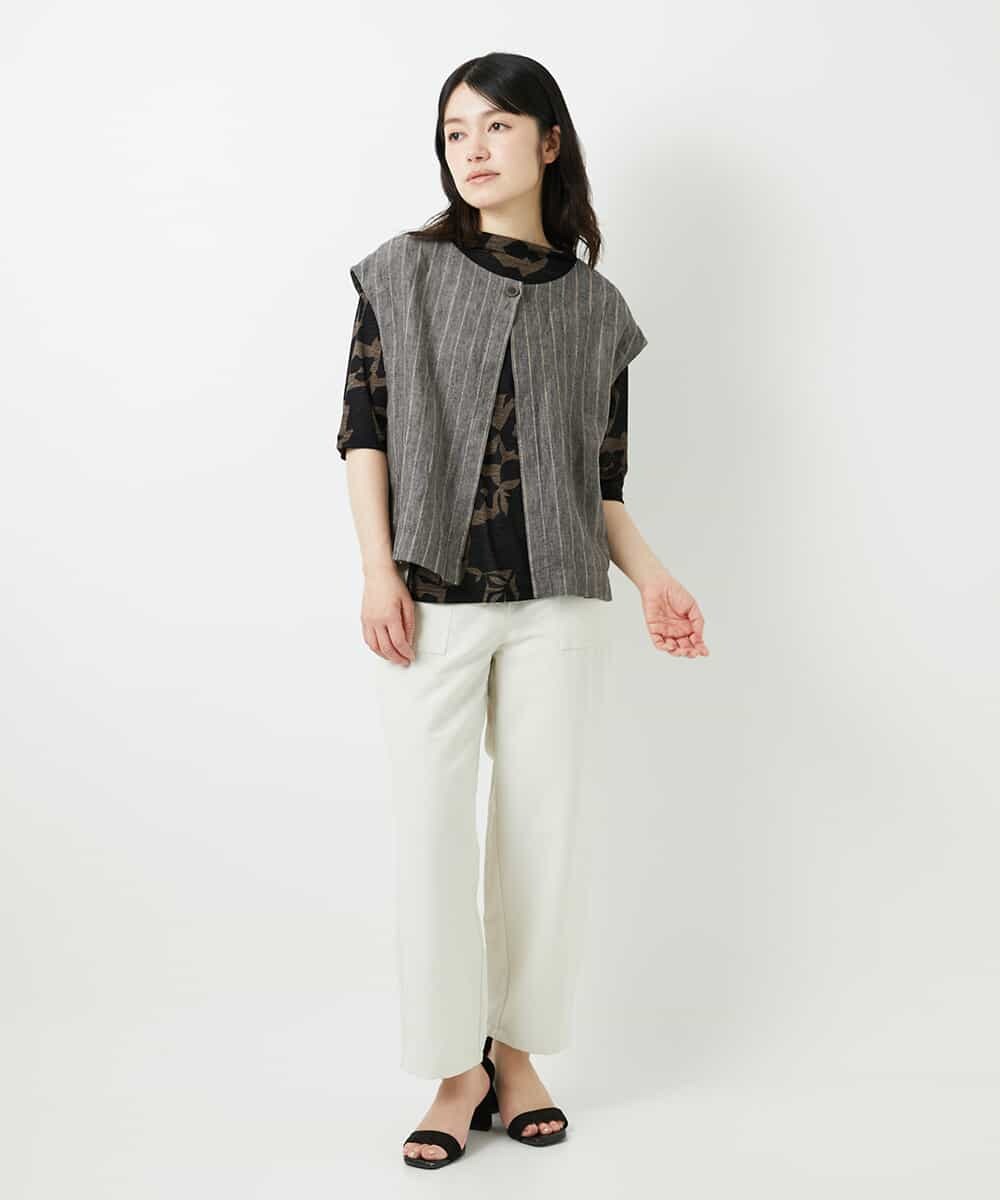 NHKGE50270 GIANNI LO GIUDICE(小さいサイズ)(メゾン ドゥ サンク) [日本製]アイアスポップフラワープリントイレヘムカットソー カーキブラウン