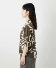 NHKGE50270 GIANNI LO GIUDICE(小さいサイズ)(メゾン ドゥ サンク) [日本製]アイアスポップフラワープリントイレヘムカットソー カーキブラウン