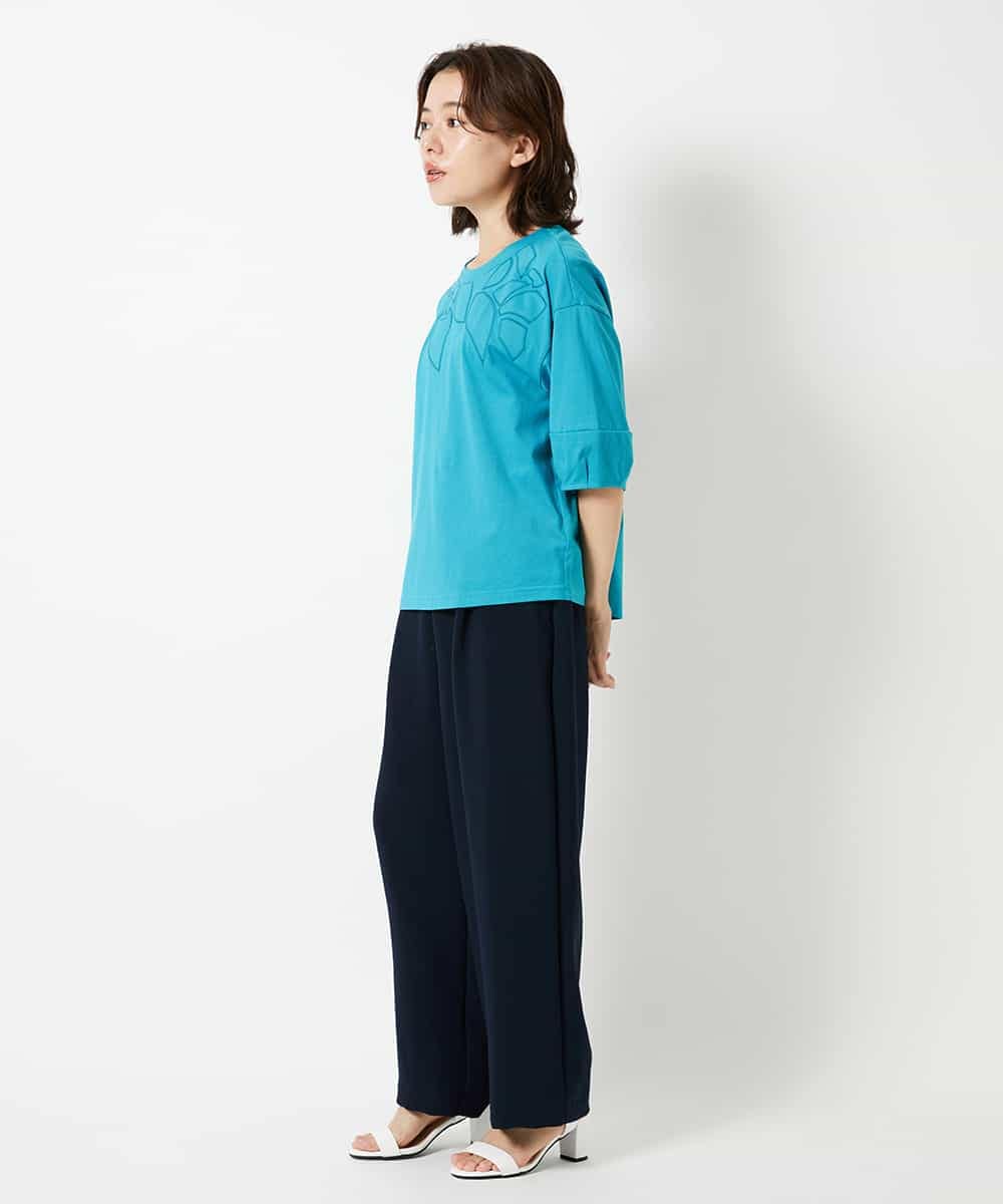 NHKHD66150 GIANNI LO GIUDICE(小さいサイズ)(メゾン ドゥ サンク) ボタニカル刺繍天竺カットソー イエロー