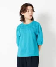 NHKHD66150 GIANNI LO GIUDICE(小さいサイズ)(メゾン ドゥ サンク) ボタニカル刺繍天竺カットソー ブルー
