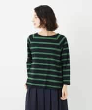 NHKJC21200 GIANNI LO GIUDICE(小さいサイズ)(メゾン ドゥ サンク) [日本製]抜染ボーダープリントカットソー ベージュ系