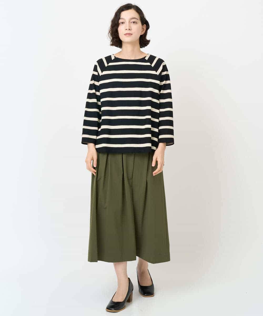 NHKJC21200 GIANNI LO GIUDICE(小さいサイズ)(メゾン ドゥ サンク) [日本製]抜染ボーダープリントカットソー ベージュ系