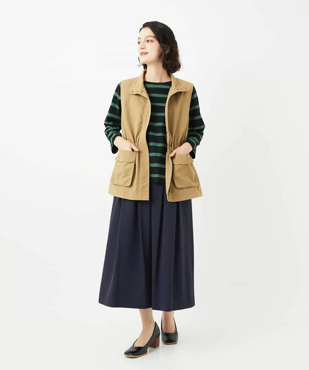 NHKJC21200 GIANNI LO GIUDICE(小さいサイズ)(メゾン ドゥ サンク) [日本製]抜染ボーダープリントカットソー ベージュ系