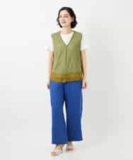 NHLGE43250 GIANNI LO GIUDICE(小さいサイズ)(メゾン ドゥ サンク) カラーリネン製品洗いパンツ グリーン