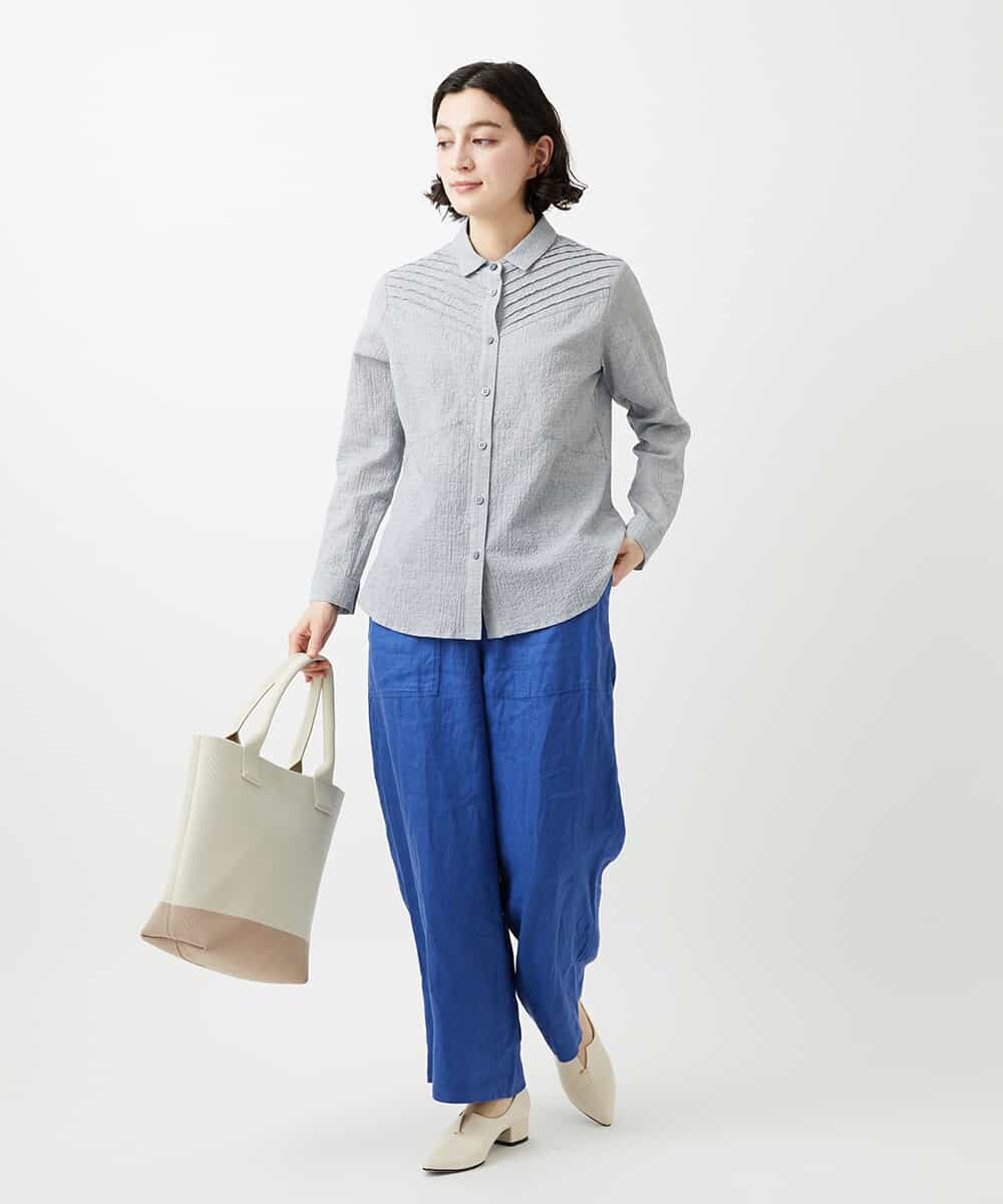 NHLGE43250 GIANNI LO GIUDICE(小さいサイズ)(メゾン ドゥ サンク) カラーリネン製品洗いパンツ グリーン