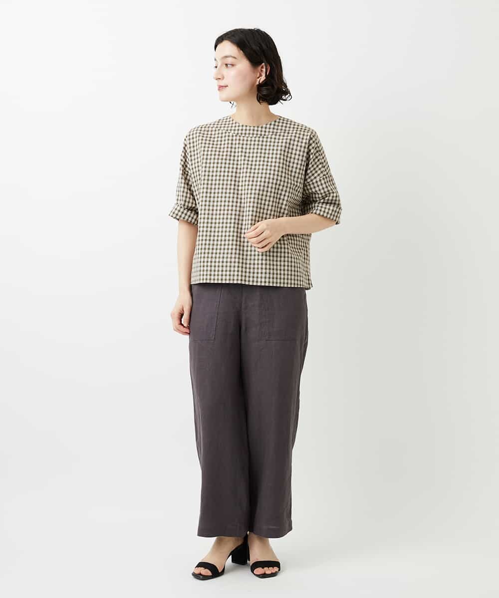 NHLGE43250 GIANNI LO GIUDICE(小さいサイズ)(メゾン ドゥ サンク) カラーリネン製品洗いパンツ グリーン