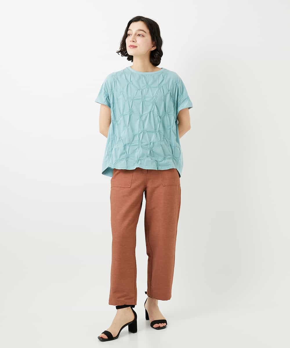 NHLGF89270 GIANNI LO GIUDICE(小さいサイズ)(メゾン ドゥ サンク) [日本製]リネンミックスシャンブレーストレッチパンツ オレンジ