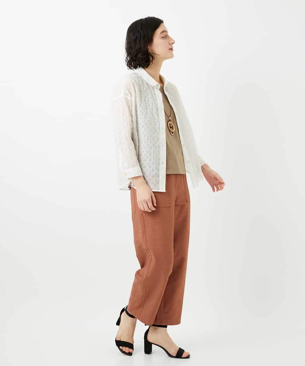 NHLGF89270 GIANNI LO GIUDICE(小さいサイズ)(メゾン ドゥ サンク) [日本製]リネンミックスシャンブレーストレッチパンツ オレンジ