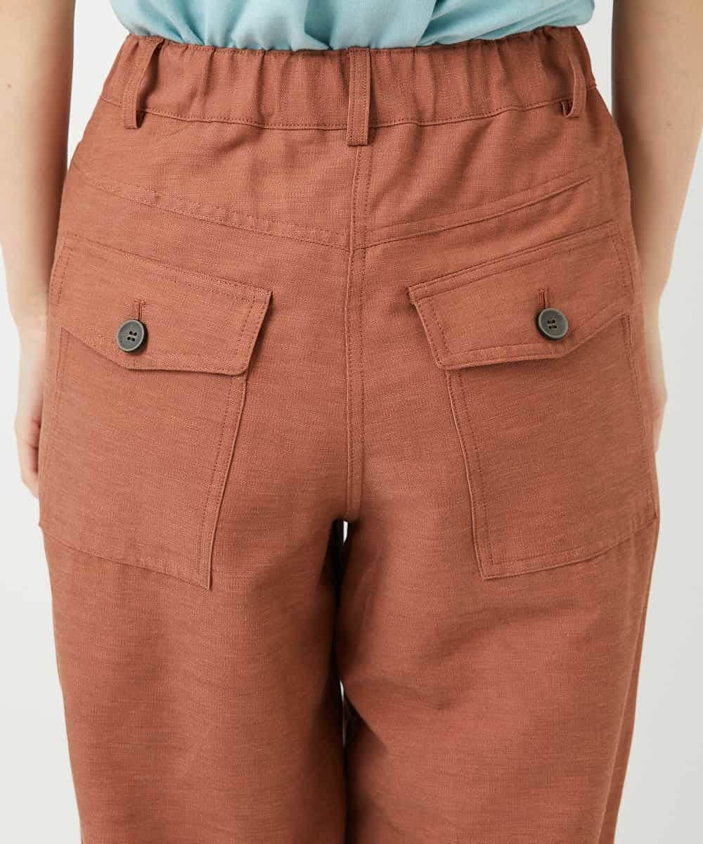 NHLGF89270 GIANNI LO GIUDICE(小さいサイズ)(メゾン ドゥ サンク) [日本製]リネンミックスシャンブレーストレッチパンツ オレンジ