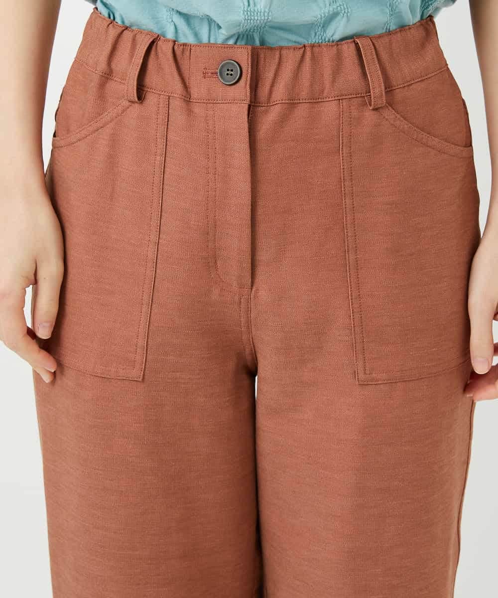 NHLGF89270 GIANNI LO GIUDICE(小さいサイズ)(メゾン ドゥ サンク) [日本製]リネンミックスシャンブレーストレッチパンツ オレンジ
