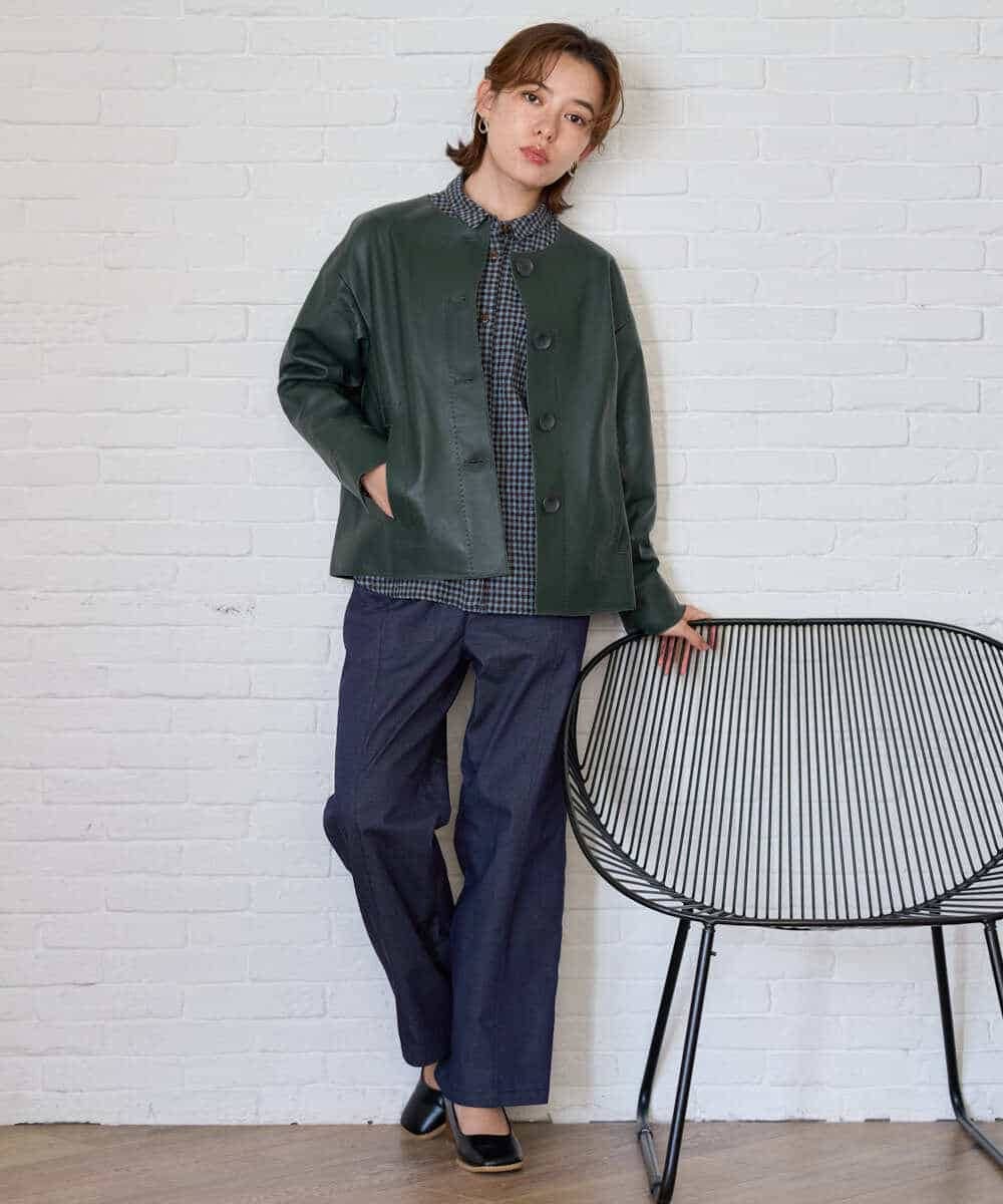 NHLJD14300 GIANNI LO GIUDICE(小さいサイズ)(メゾン ドゥ サンク) [セットアップ対応]デニムライクシャンブレーパンツ ネイビー