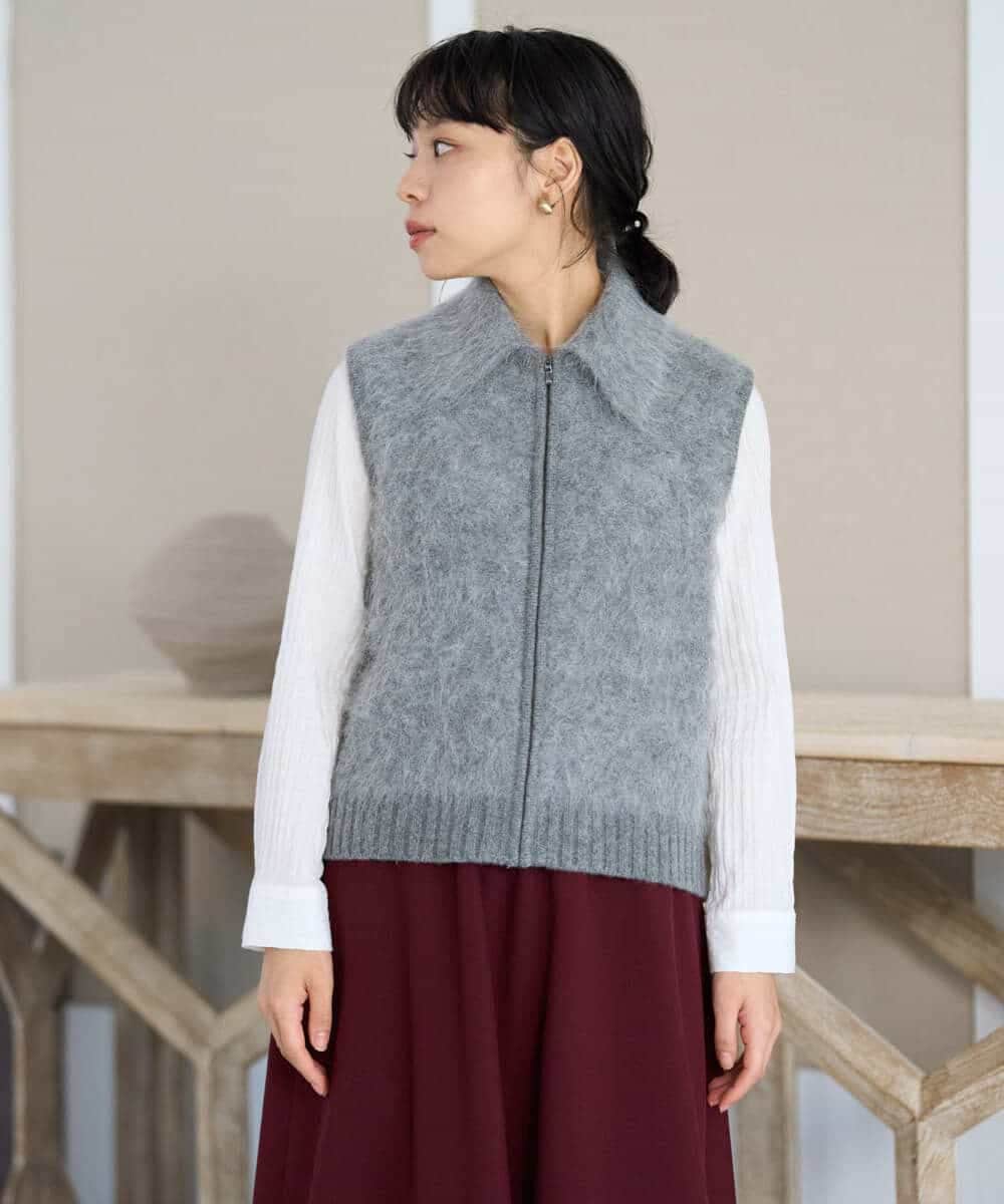 NHSAH36290 GIANNI LO GIUDICE(小さいサイズ)(メゾン ドゥ サンク) アルパカファーベスト ベージュ