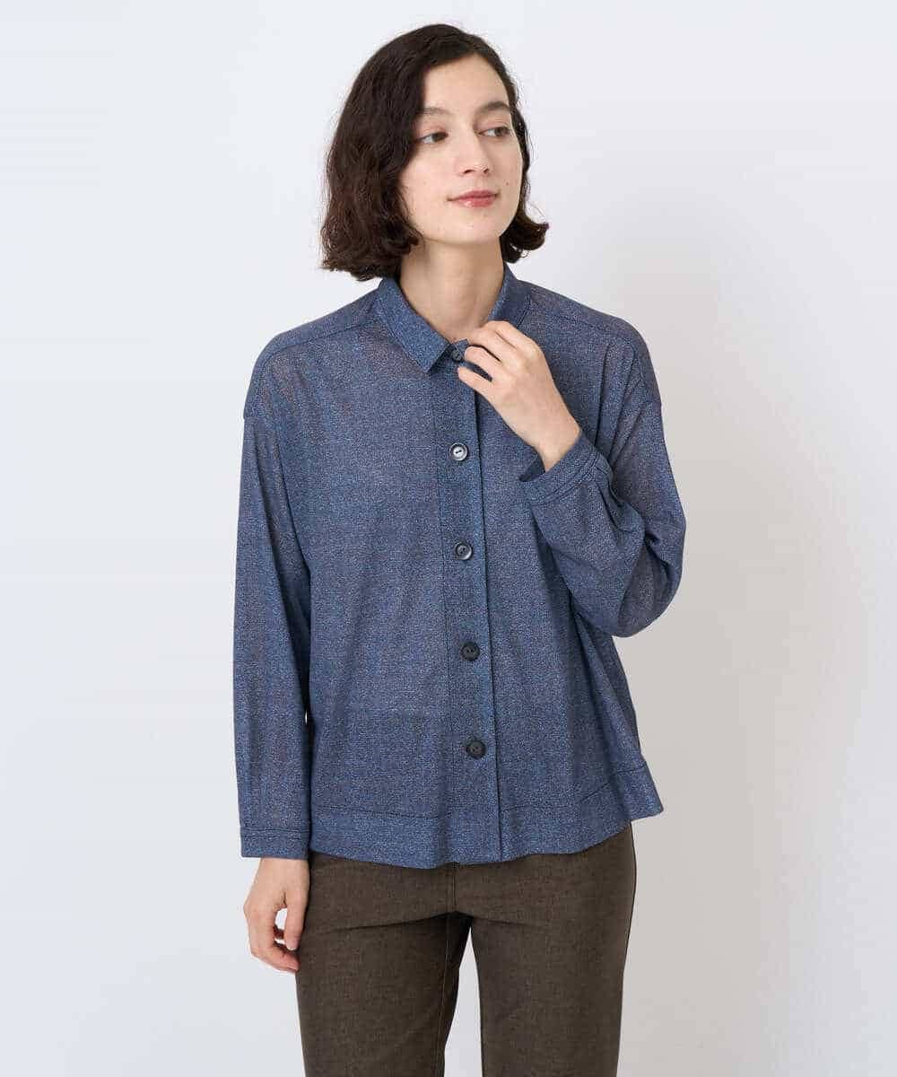 NHTJB83290 GIANNI LO GIUDICE(小さいサイズ)(メゾン ドゥ サンク) [セットアップ対応]デニムライクプリントカットソーブラウス ネイビー