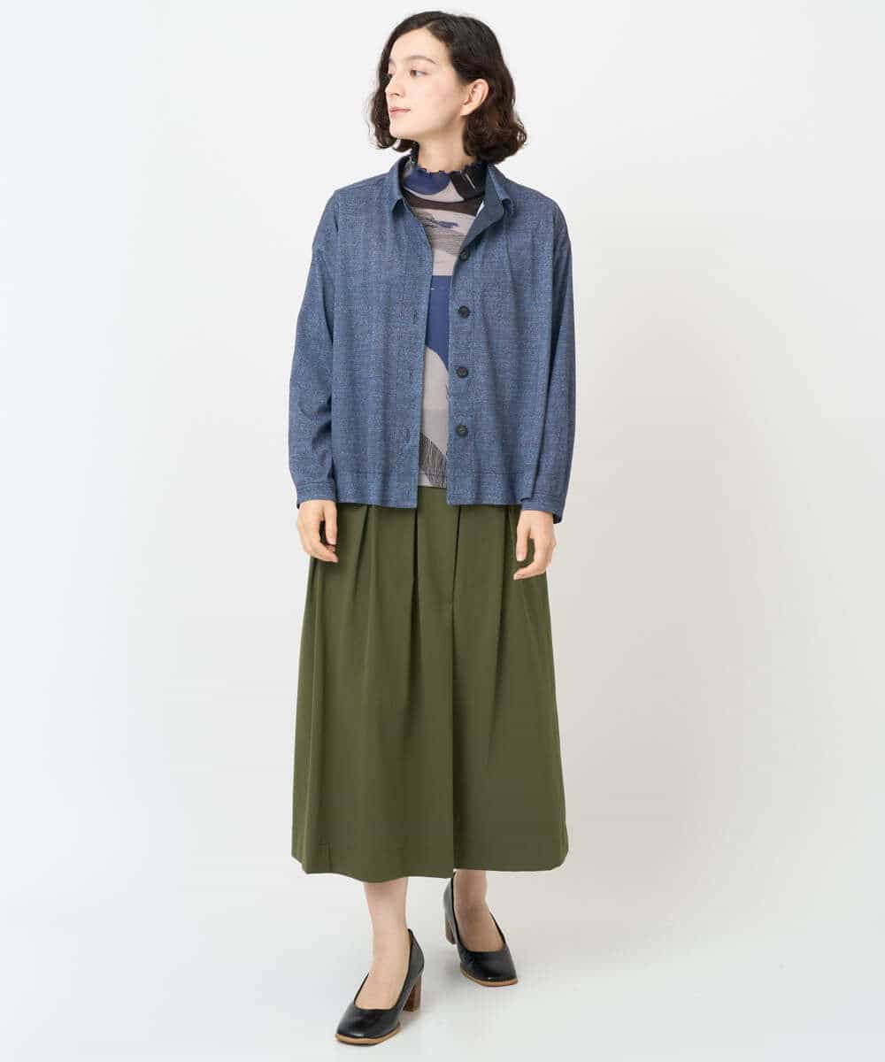 NHTJB83290 GIANNI LO GIUDICE(小さいサイズ)(メゾン ドゥ サンク) [セットアップ対応]デニムライクプリントカットソーブラウス ネイビー