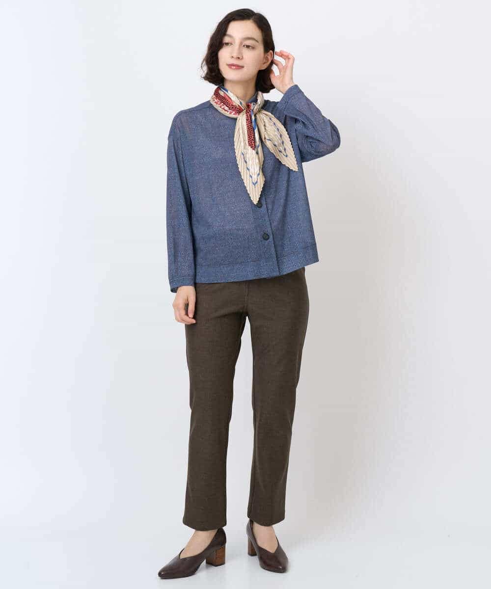 NHTJB83290 GIANNI LO GIUDICE(小さいサイズ)(メゾン ドゥ サンク) [セットアップ対応]デニムライクプリントカットソーブラウス ネイビー