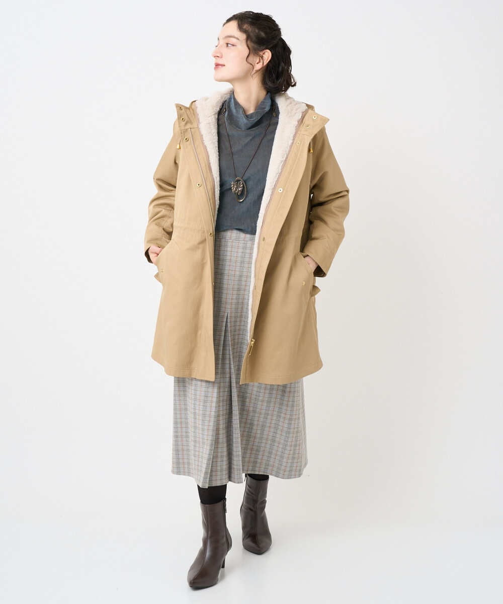 NHUAF91630 GIANNI LO GIUDICE(小さいサイズ)(メゾン ドゥ サンク) ボアライナー付き4wayコート ベージュ