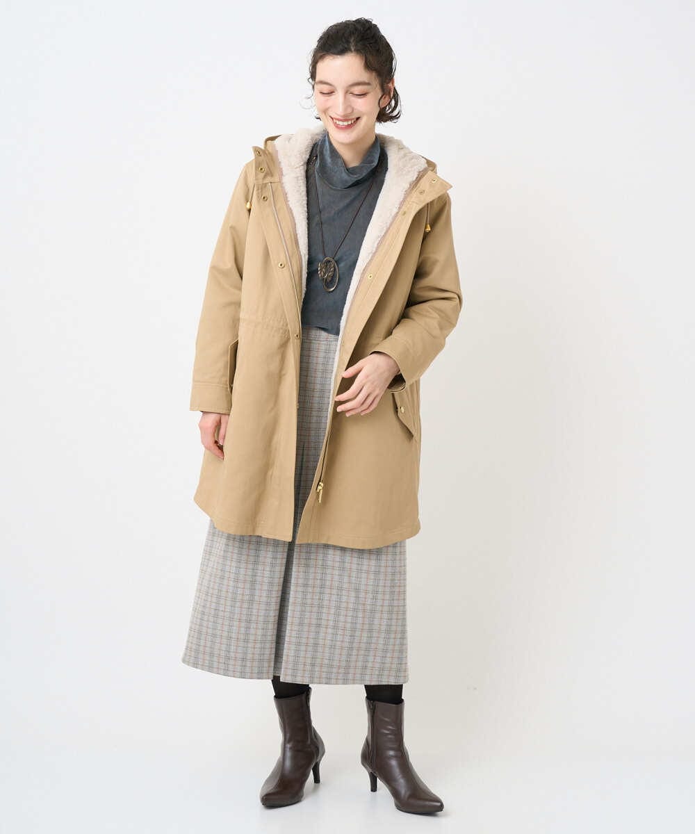NHUAF91630 GIANNI LO GIUDICE(小さいサイズ)(メゾン ドゥ サンク) ボアライナー付き4wayコート ベージュ