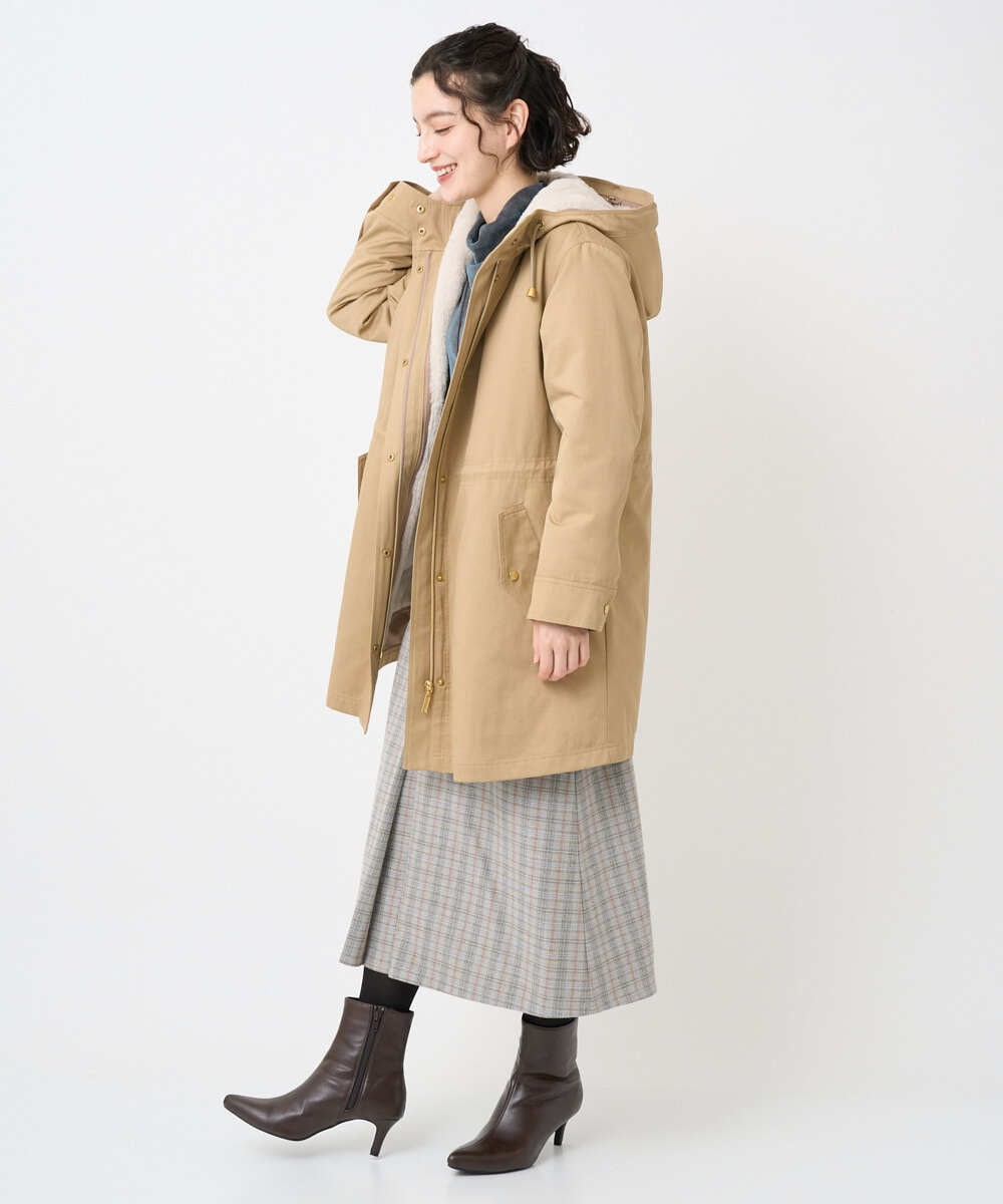 NHUAF91630 GIANNI LO GIUDICE(小さいサイズ)(メゾン ドゥ サンク) ボアライナー付き4wayコート ベージュ