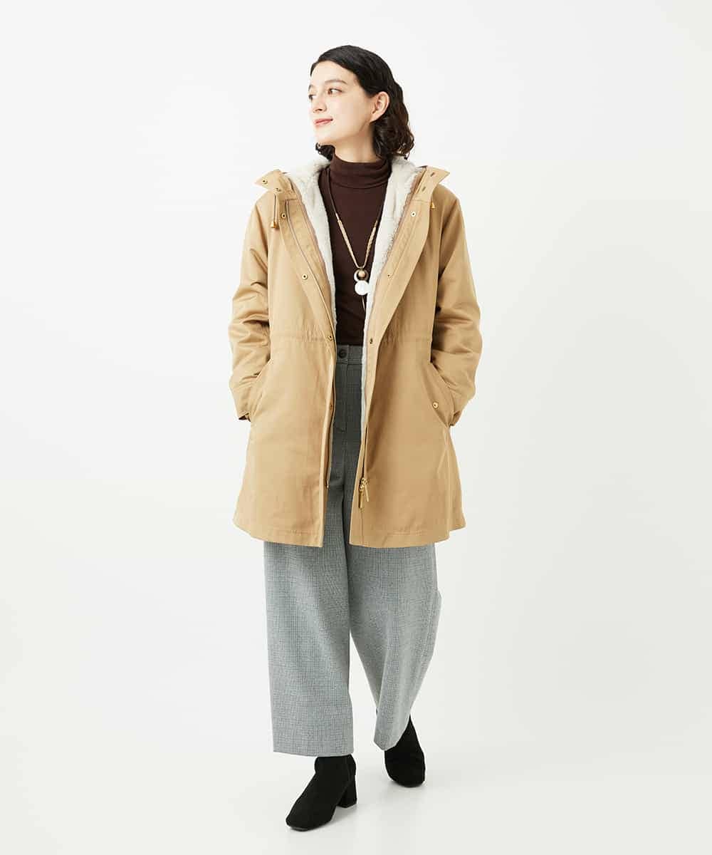 NHUAF91630 GIANNI LO GIUDICE(小さいサイズ)(メゾン ドゥ サンク) ボアライナー付き4wayコート ベージュ