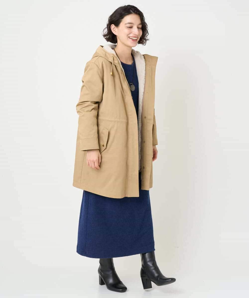 NHUAF91630 GIANNI LO GIUDICE(小さいサイズ)(メゾン ドゥ サンク) ボアライナー付き4wayコート ベージュ
