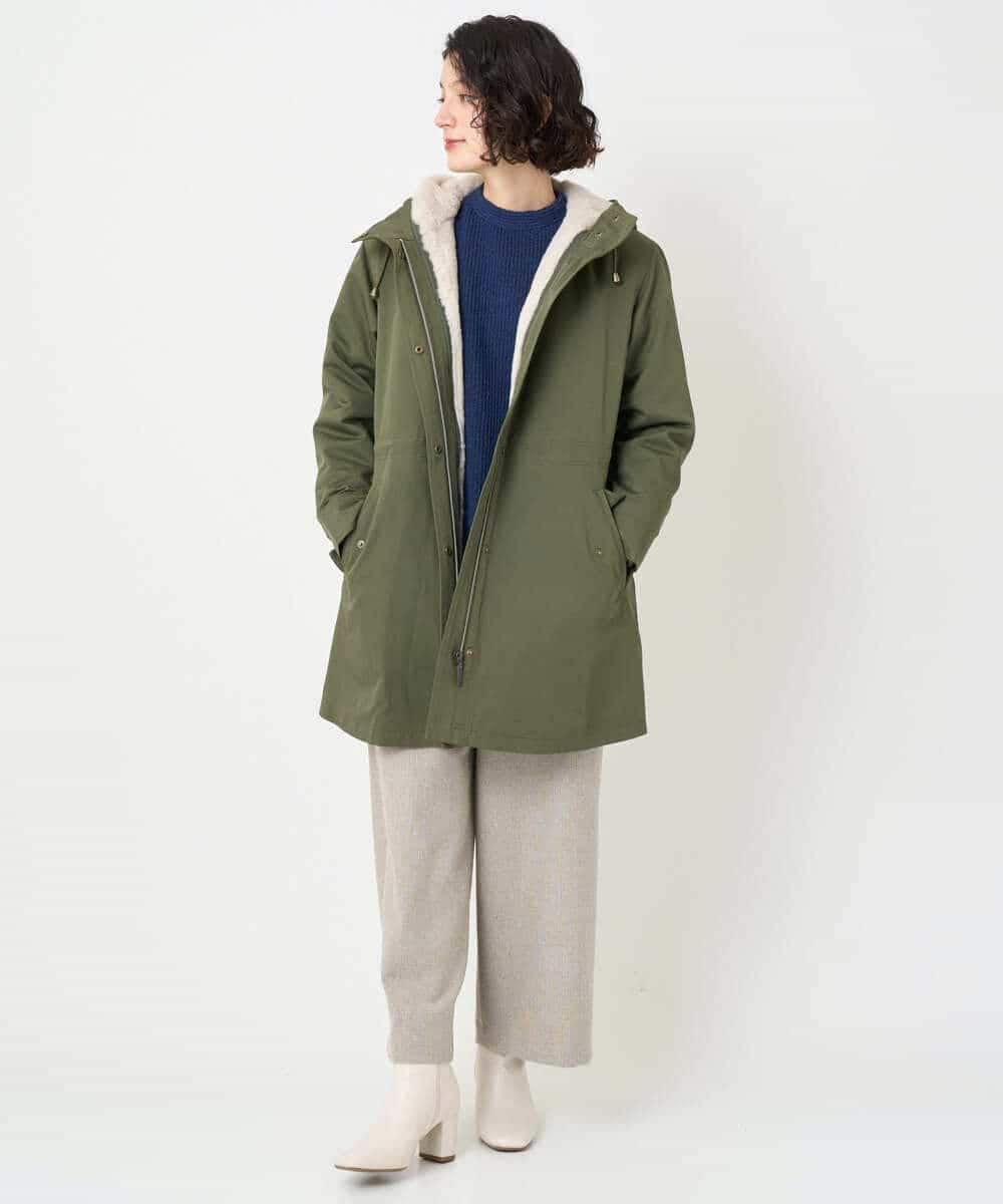 NHUAF91630 GIANNI LO GIUDICE(小さいサイズ)(メゾン ドゥ サンク) ボアライナー付き4wayコート ベージュ