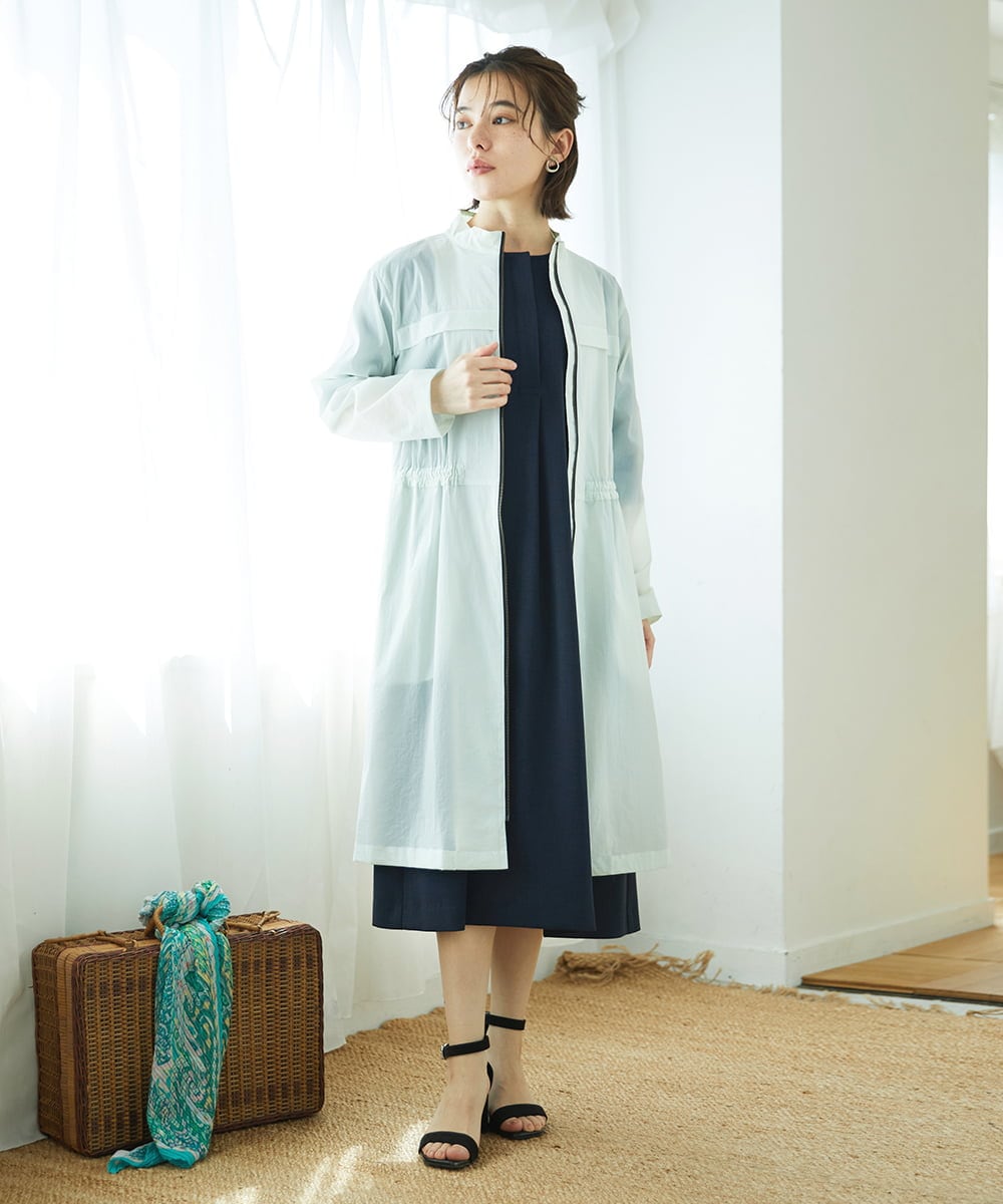NHUGF37450 GIANNI LO GIUDICE(小さいサイズ)(メゾン ドゥ サンク) ナイロンストレッチタフタコート グリーン