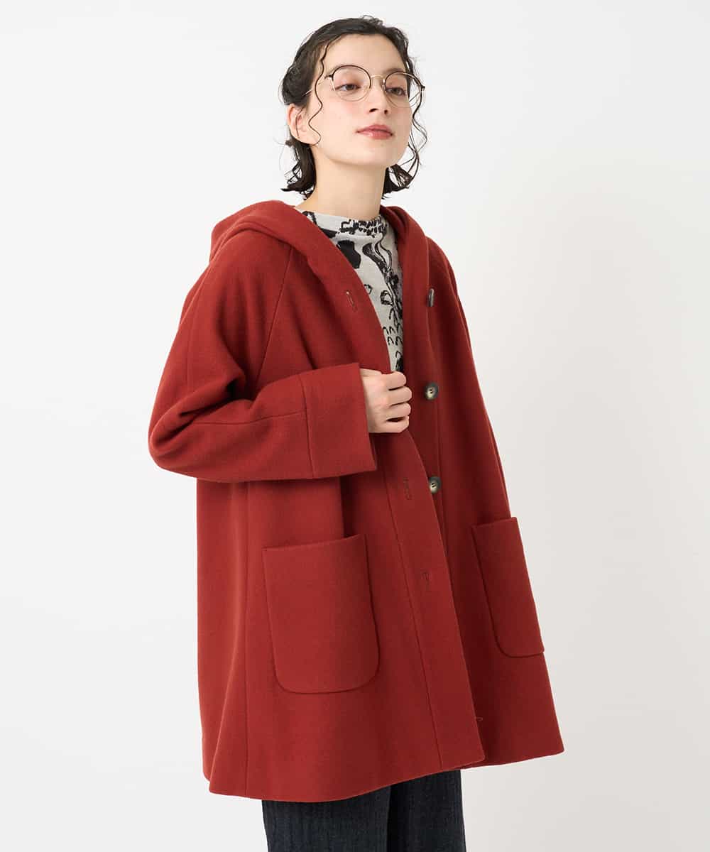 NHVAE32590 GIANNI LO GIUDICE(小さいサイズ)(メゾン ドゥ サンク) ウールモッサフーディーコート レッド