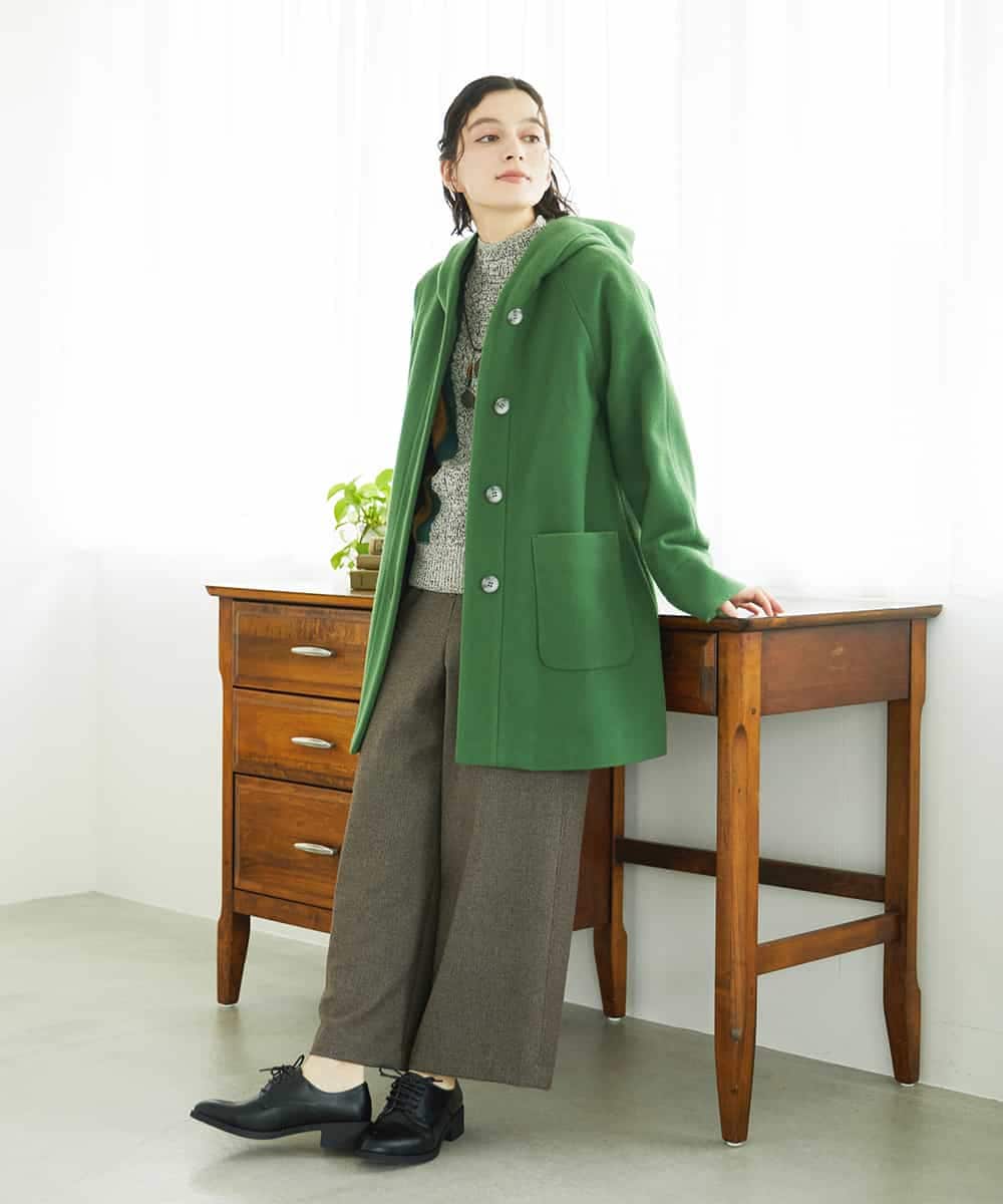 NHVAE32590 GIANNI LO GIUDICE(小さいサイズ)(メゾン ドゥ サンク) ウールモッサフーディーコート ベージュ