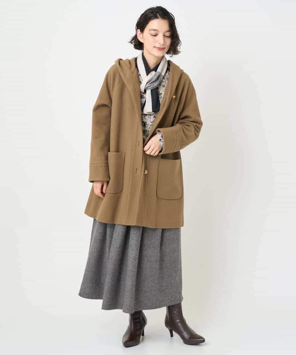 NHVAE32590 GIANNI LO GIUDICE(小さいサイズ)(メゾン ドゥ サンク) ウールモッサフーディーコート ベージュ