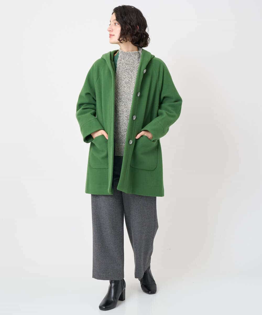 NHVAE32590 GIANNI LO GIUDICE(小さいサイズ)(メゾン ドゥ サンク) ウールモッサフーディーコート ベージュ