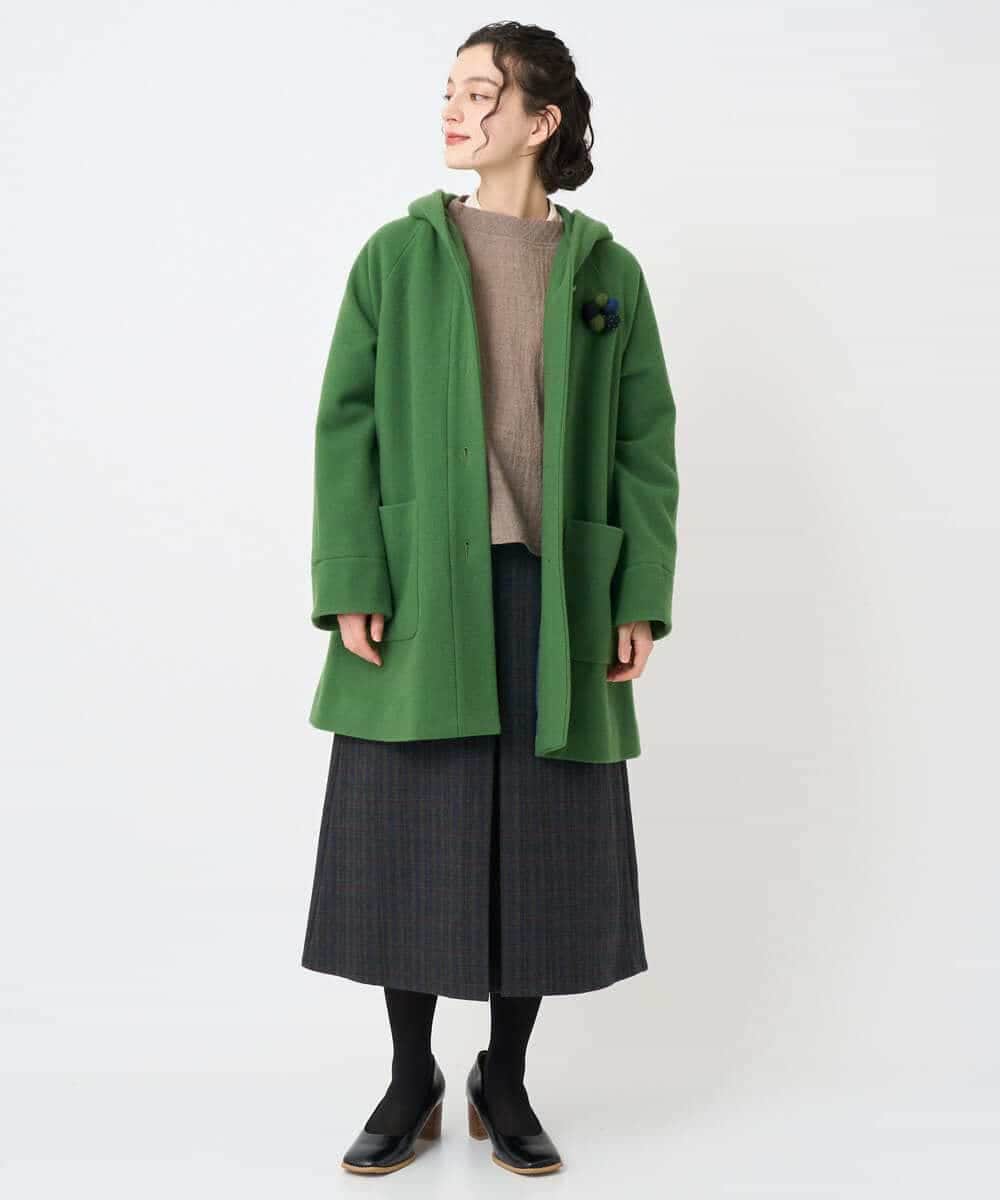 NHVAE32590 GIANNI LO GIUDICE(小さいサイズ)(メゾン ドゥ サンク) ウールモッサフーディーコート ベージュ