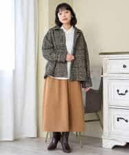 NHVAH36690 GIANNI LO GIUDICE(小さいサイズ)(メゾン ドゥ サンク) [日本製]グレンチェックツイードコート ブラック