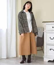 NHVAH36690 GIANNI LO GIUDICE(小さいサイズ)(メゾン ドゥ サンク) [日本製]グレンチェックツイードコート ブラック